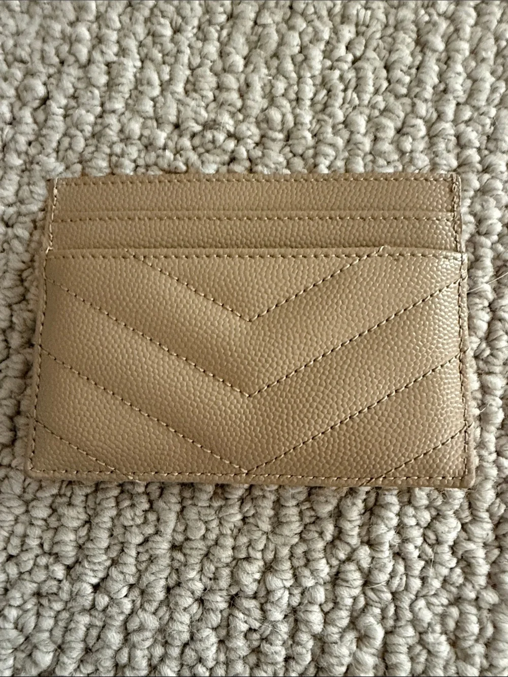 Saint Laurent Taupe Quilted Leather Card Case with Gold YSL Monogram - Picture 2 of 3